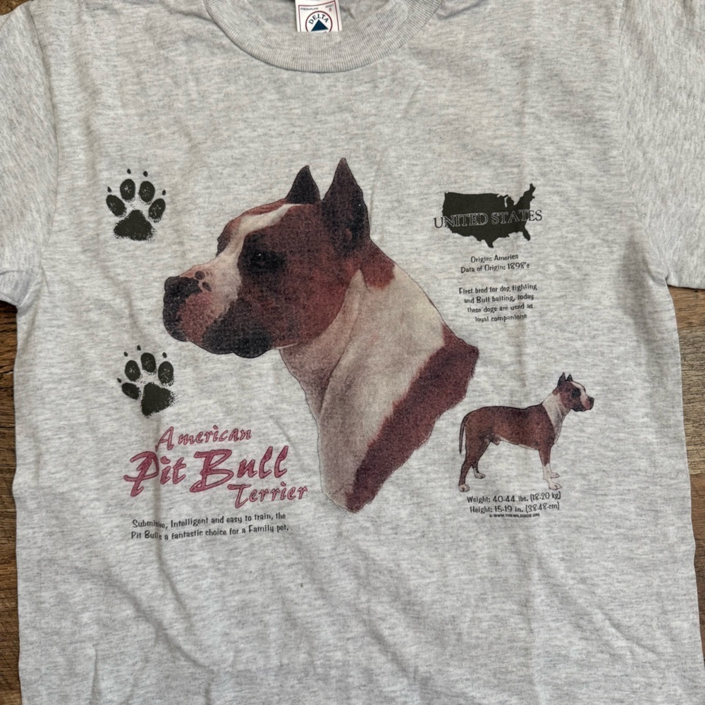 Vintage Pit Bull 90s print screen gray tee small - Picture 2 of 7